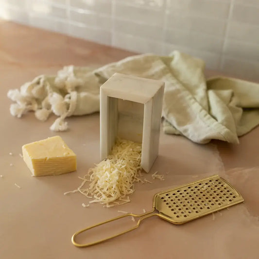 Elise Light Green Onyx Marble And Brass Cheese Grater