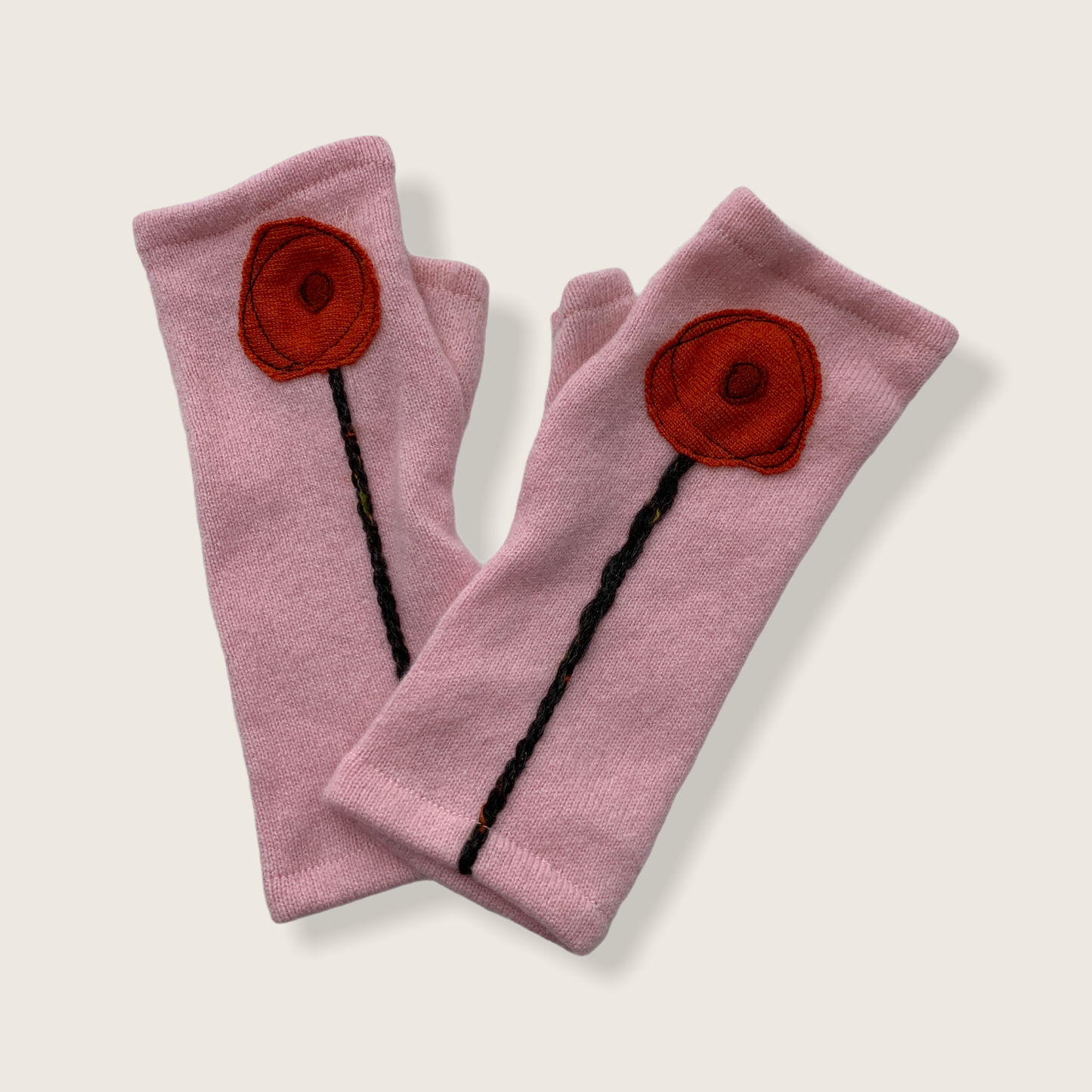 Fingerless Cashmere Gloves-Poppy