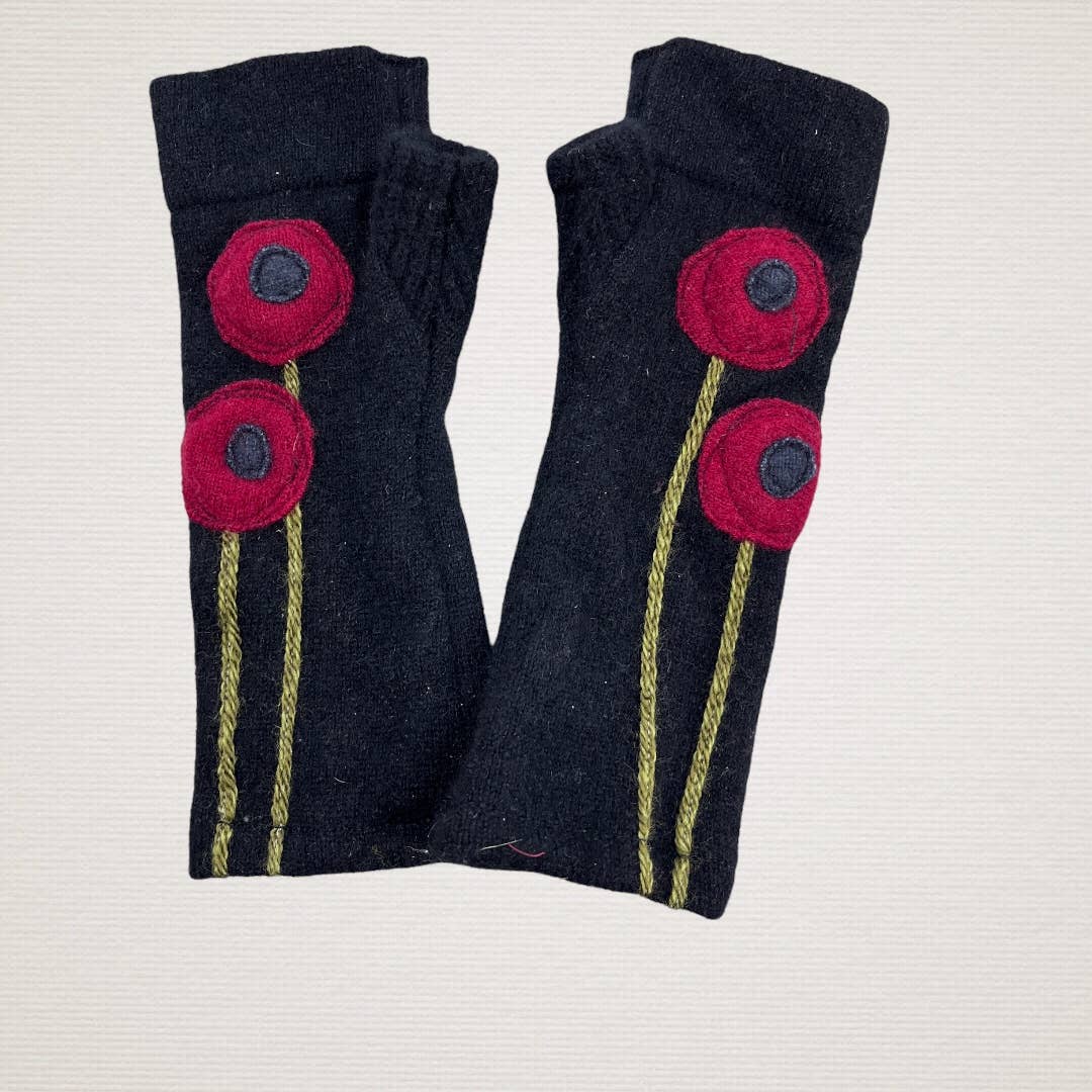 Fingerless Cashmere Gloves-Poppy