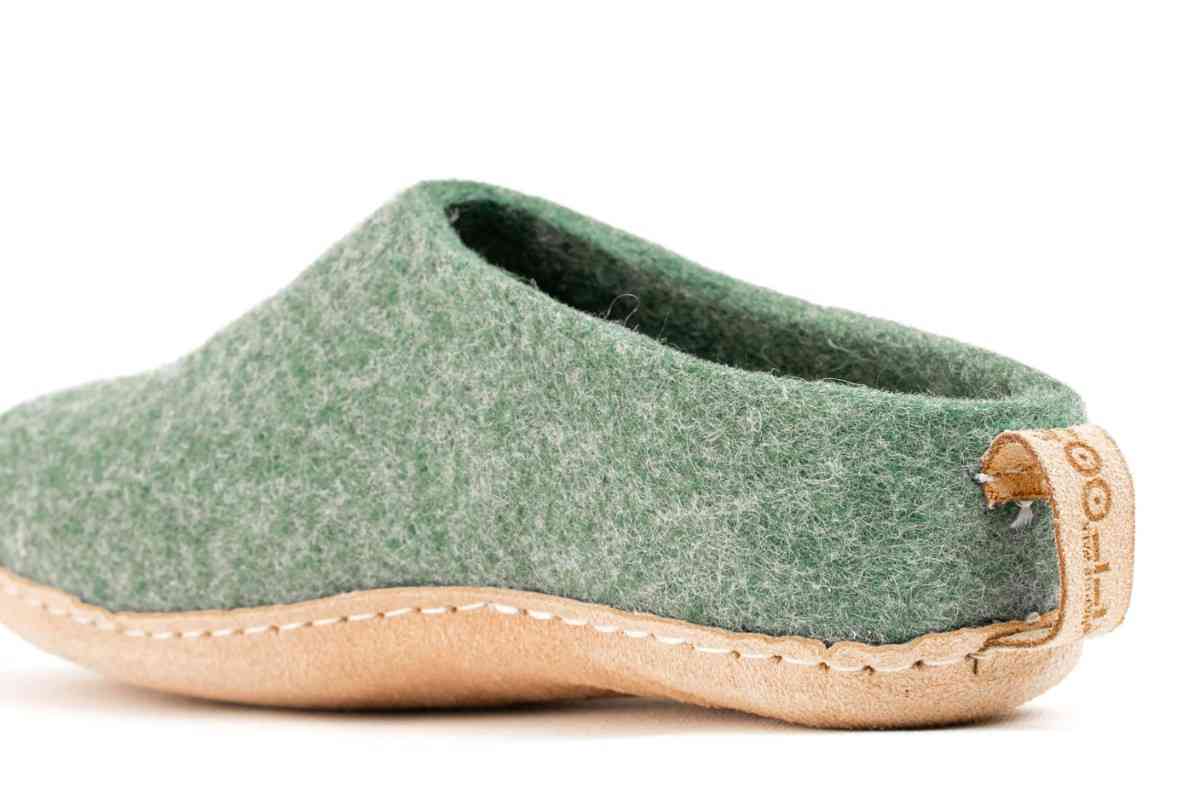 Indoor Open Heel Slippers With Leather Sole -Jungle Green