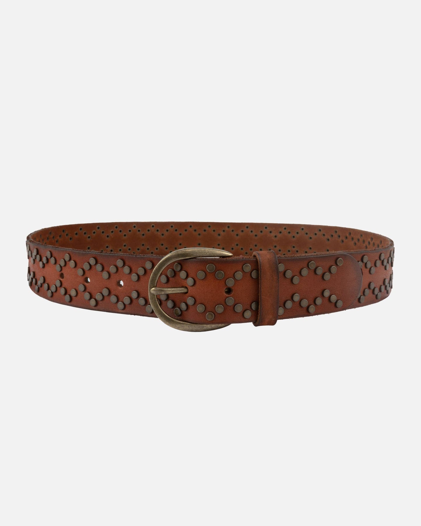 Demi | Oval Buckle Leather Studded Belt