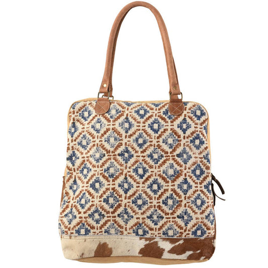 Mixed Fabric Canvas And Fur Bag