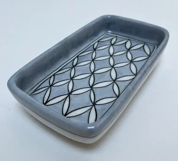 Pottery Soap Dish Geo Grey