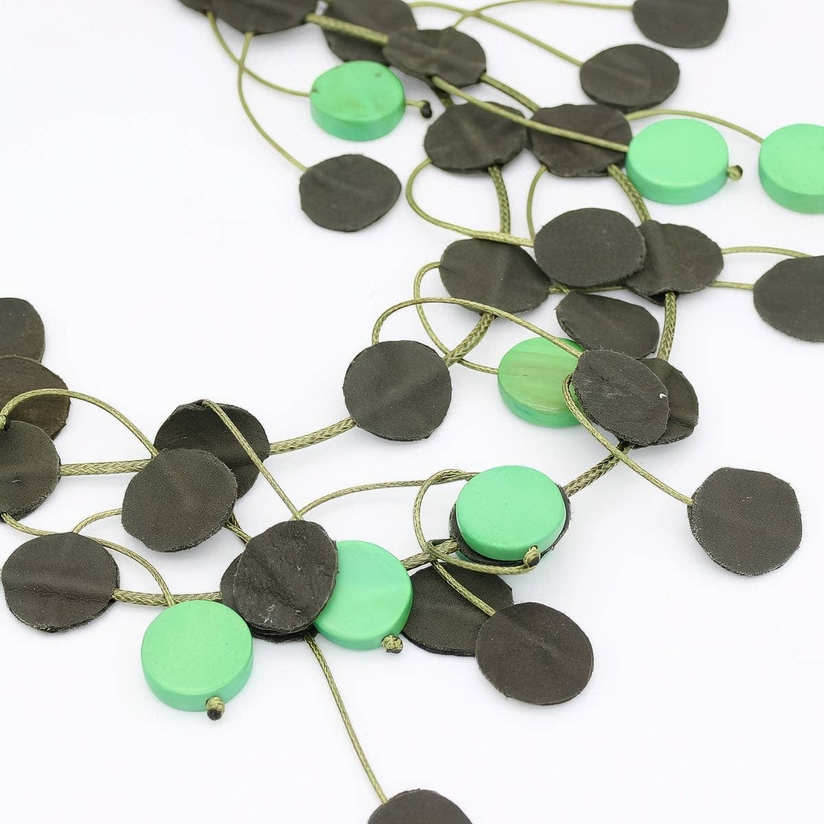 Urban Olive Leather Dangle Necklace