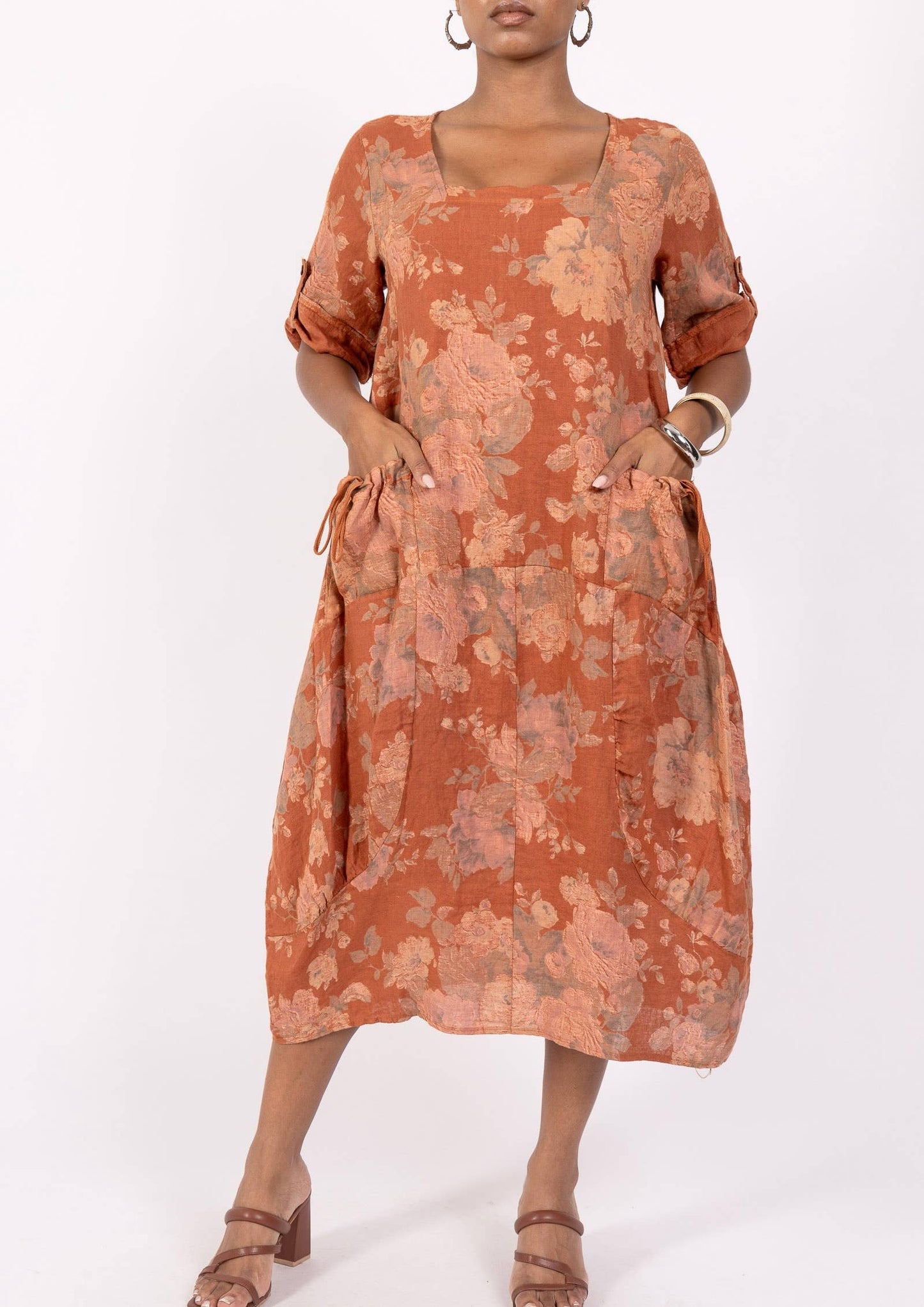 7697 LINEN DRESS, FLORAL SPRING SUMMER CLOTHING