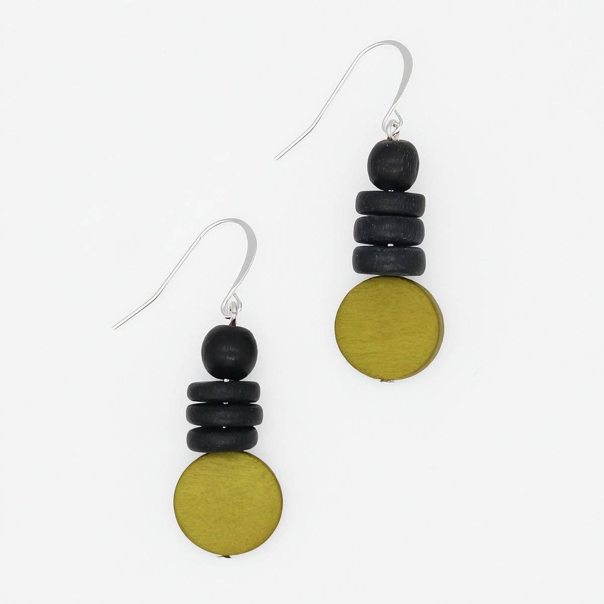 Black and Chartreuse Dusk Earrings