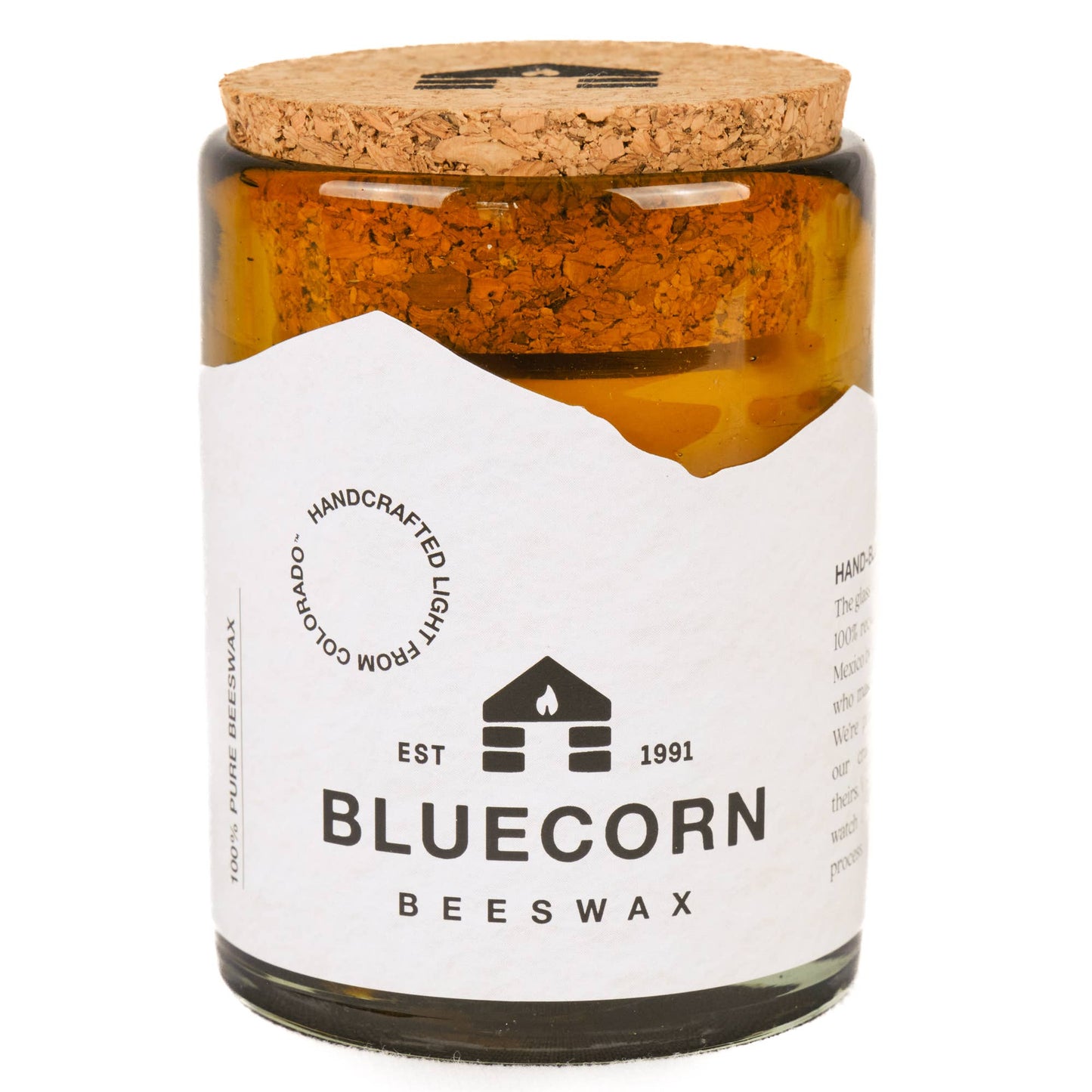 Pure Beeswax Jar Candle in Blown Glass Holder
