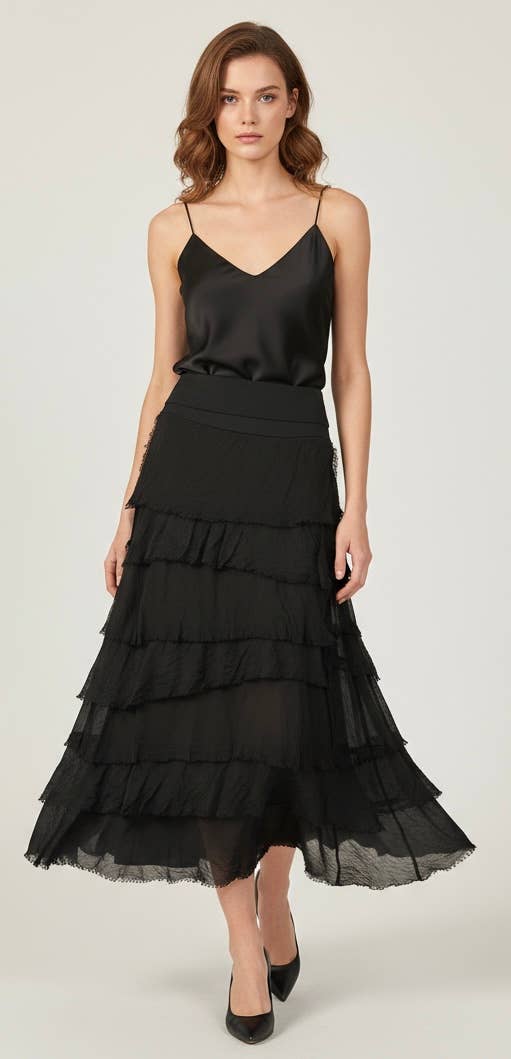 Silk Ruffle Skirt