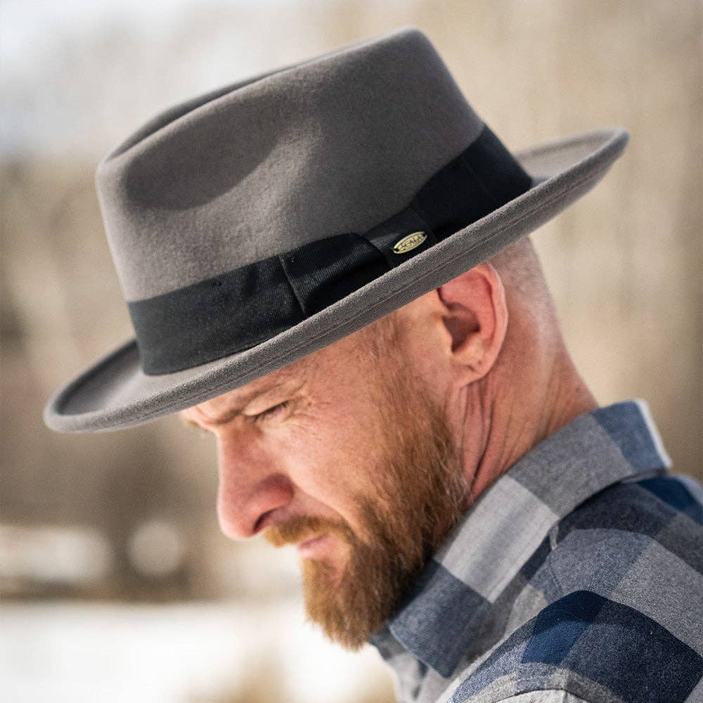 Mens Winter Wool Felt Crushable Fedora Hat- Bristol