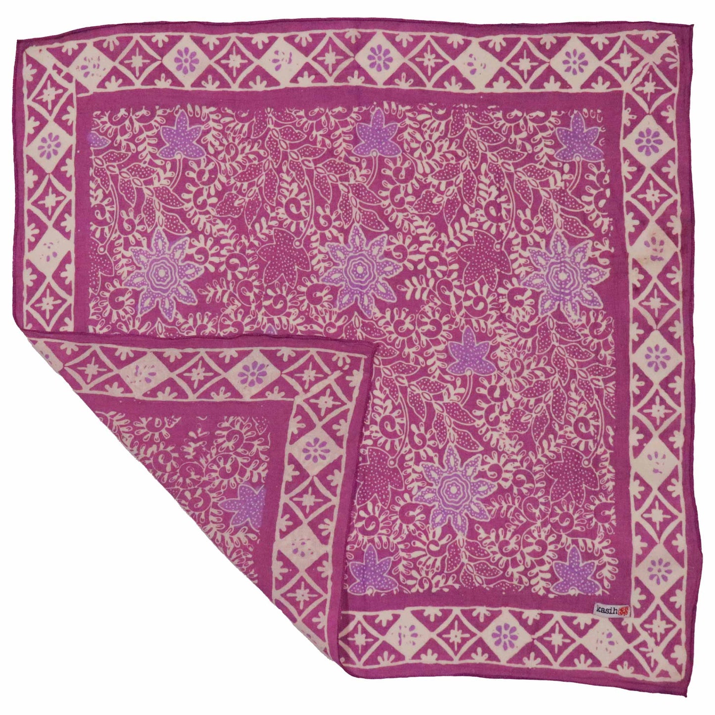 Hand Dyed Batik Bandana, 100% Soft Cotton, Pink Lilac