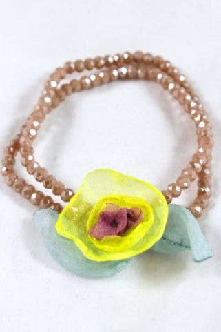 Mirror Double Crystal Flower Bracelet -The Classics Collection-  B1-1018