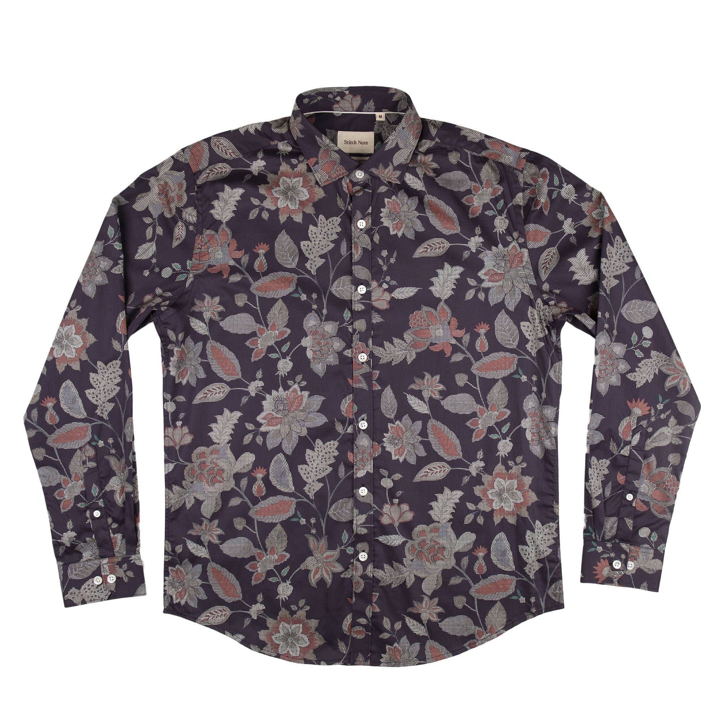 Grid Pattern Floral Long Sleeve