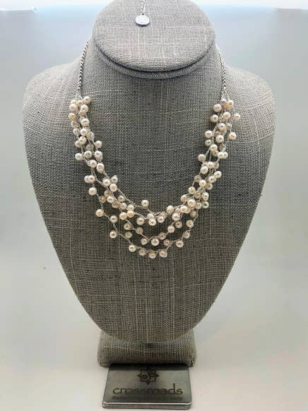 Multi Strand Pebble Pearl Necklace
