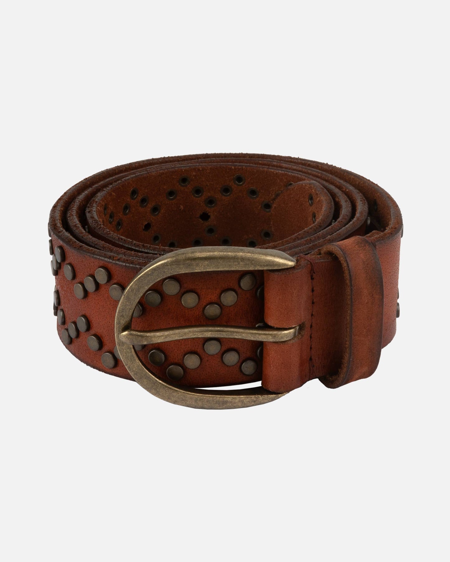 Demi | Oval Buckle Leather Studded Belt