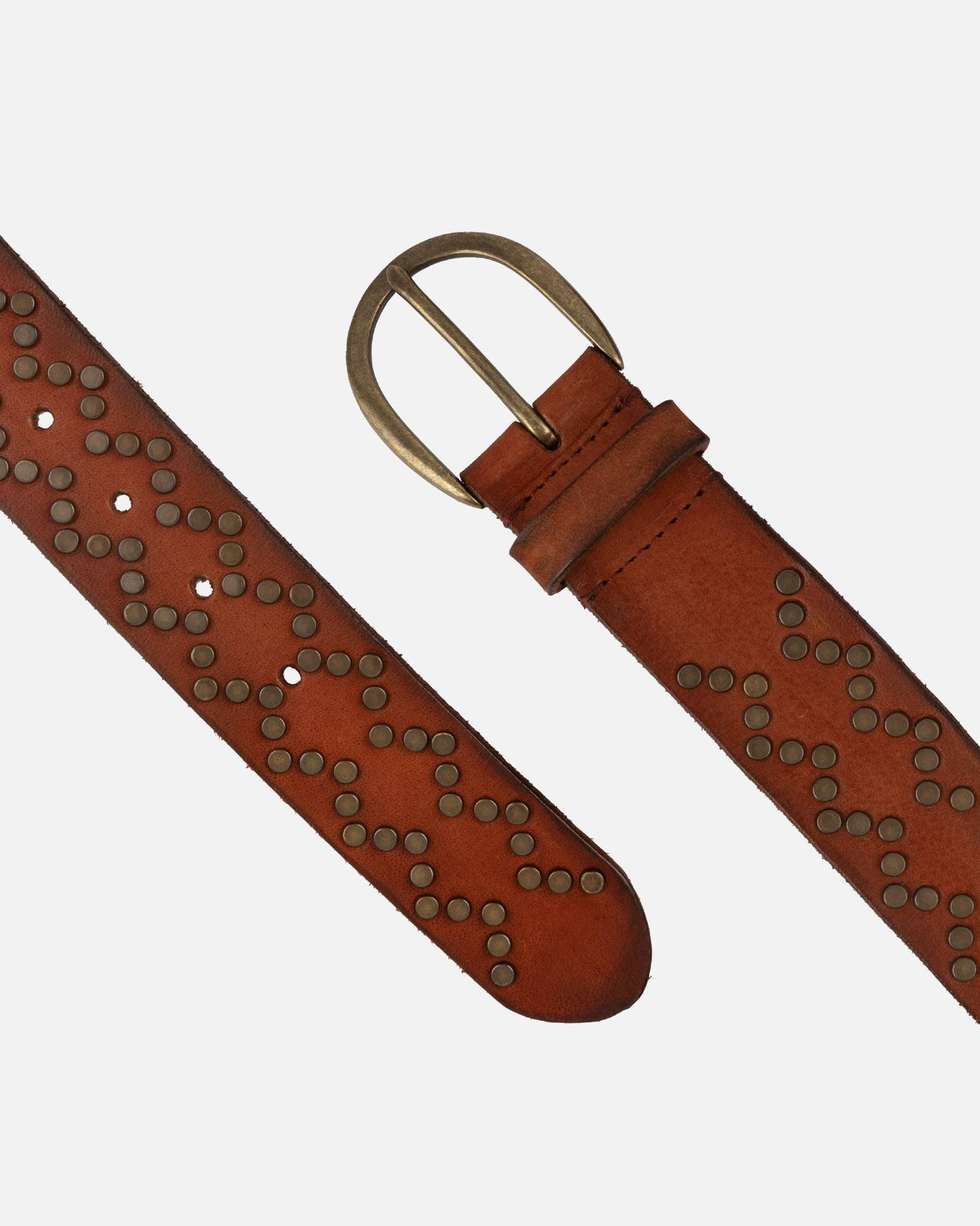 Demi | Oval Buckle Leather Studded Belt