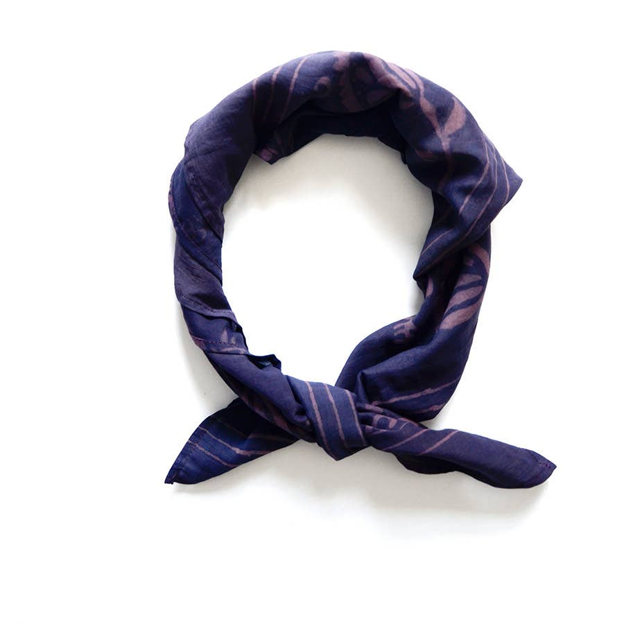 Indigo Floral Cotton Silk Bandana | Danish