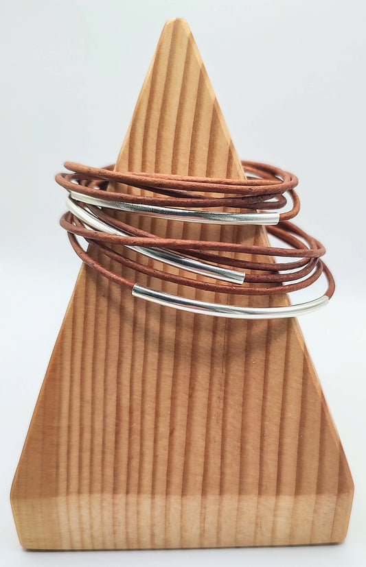 Distressed Light Brown Original Leather Wrap Bracelets