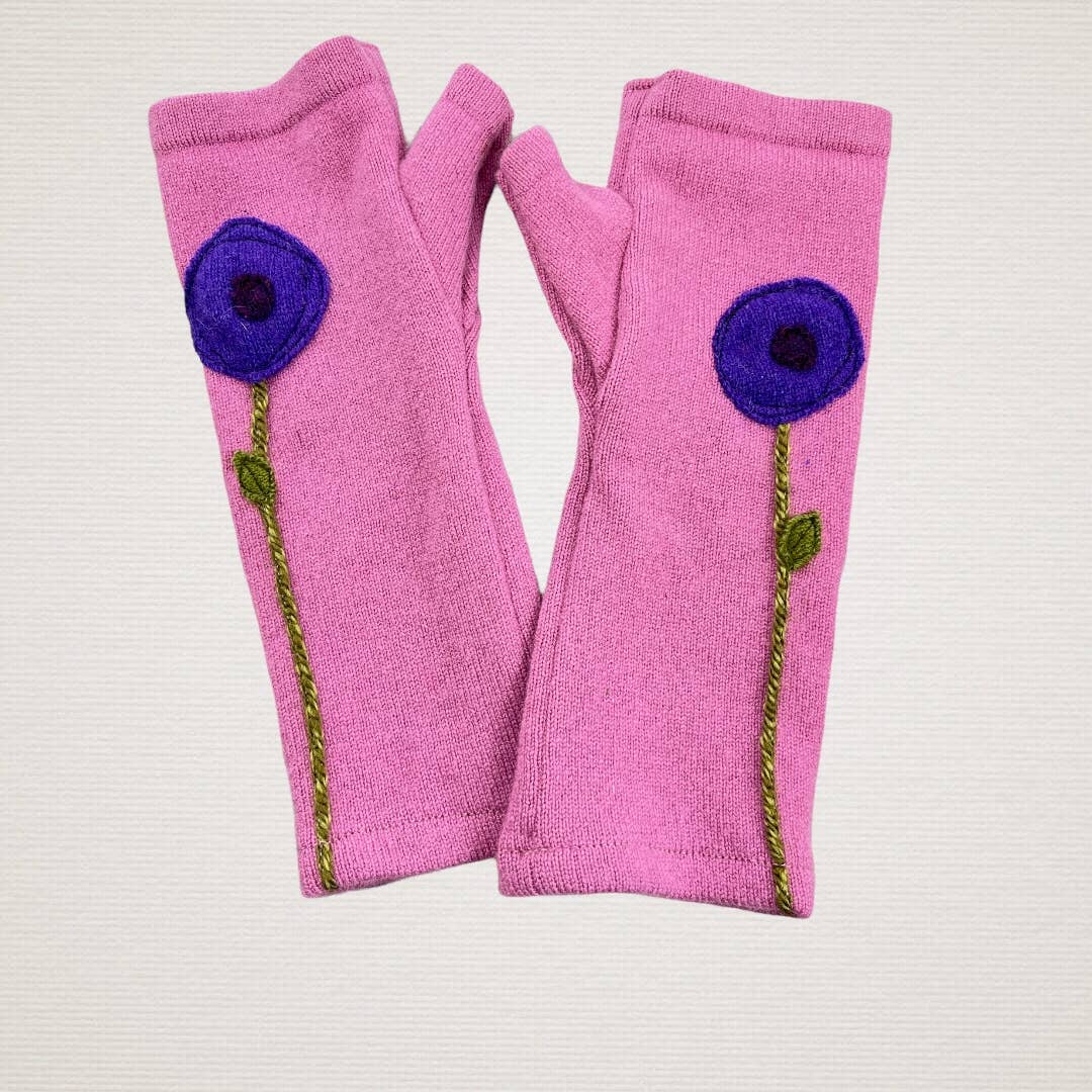 Fingerless Cashmere Gloves-Poppy