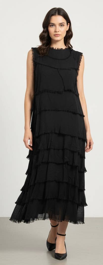 Silk Maxi Ruffle Dress
No Tariffs Will Be Added