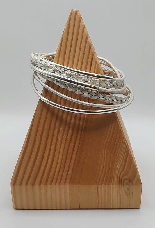 Pearl Braided Leather Wrap