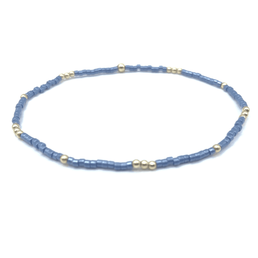 2mm Newport STEEL BLUE + Gold Filled Waterproof Bracelet