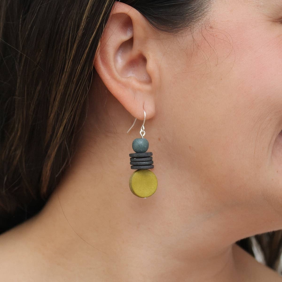 Black and Chartreuse Dusk Earrings