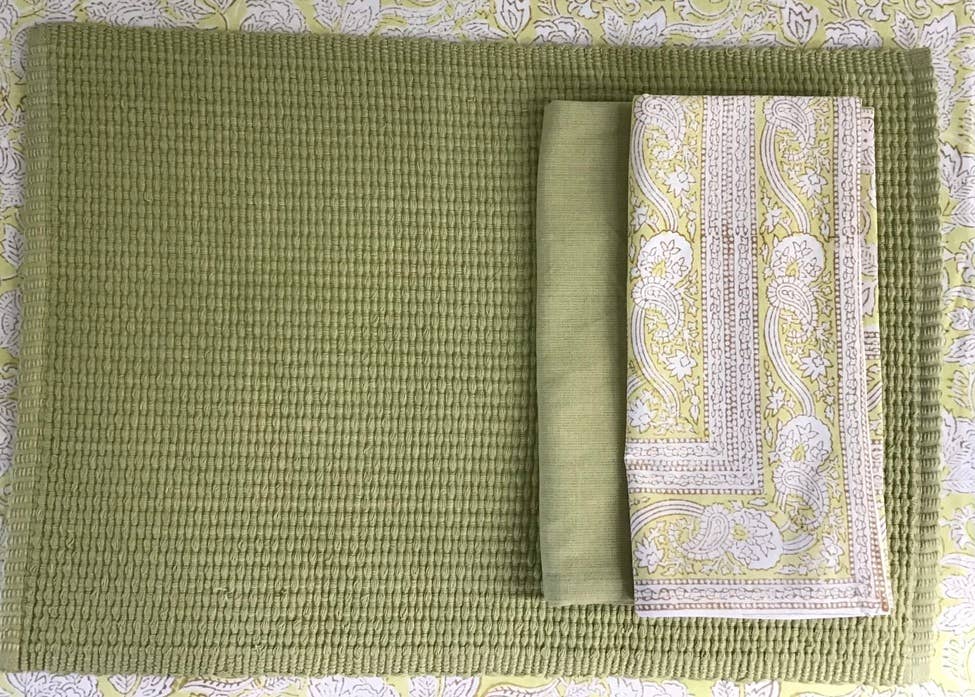 Tablemats Woven Homespun Solid Lemongrass