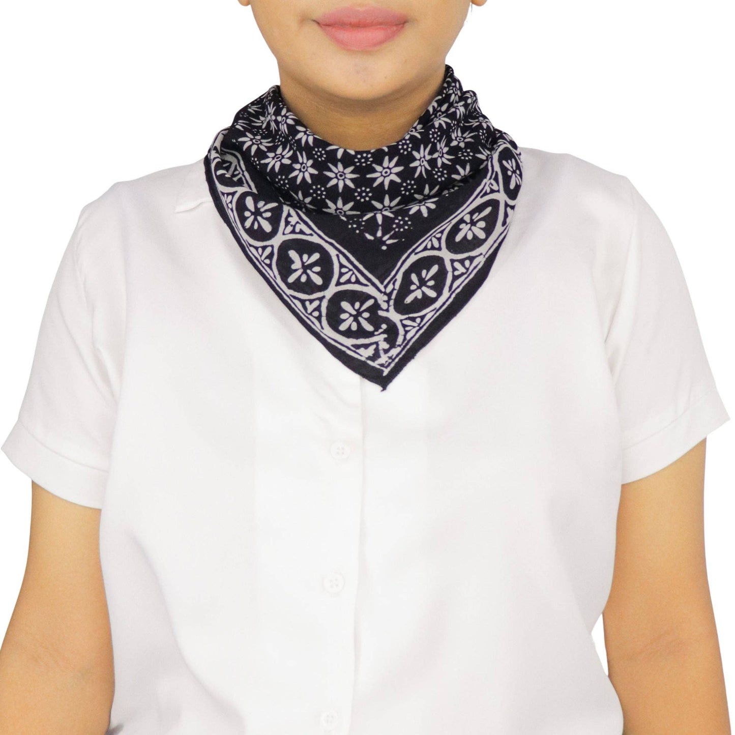 Hand Dyed Batik Bandana, 100% Soft Cotton, Black Mirage