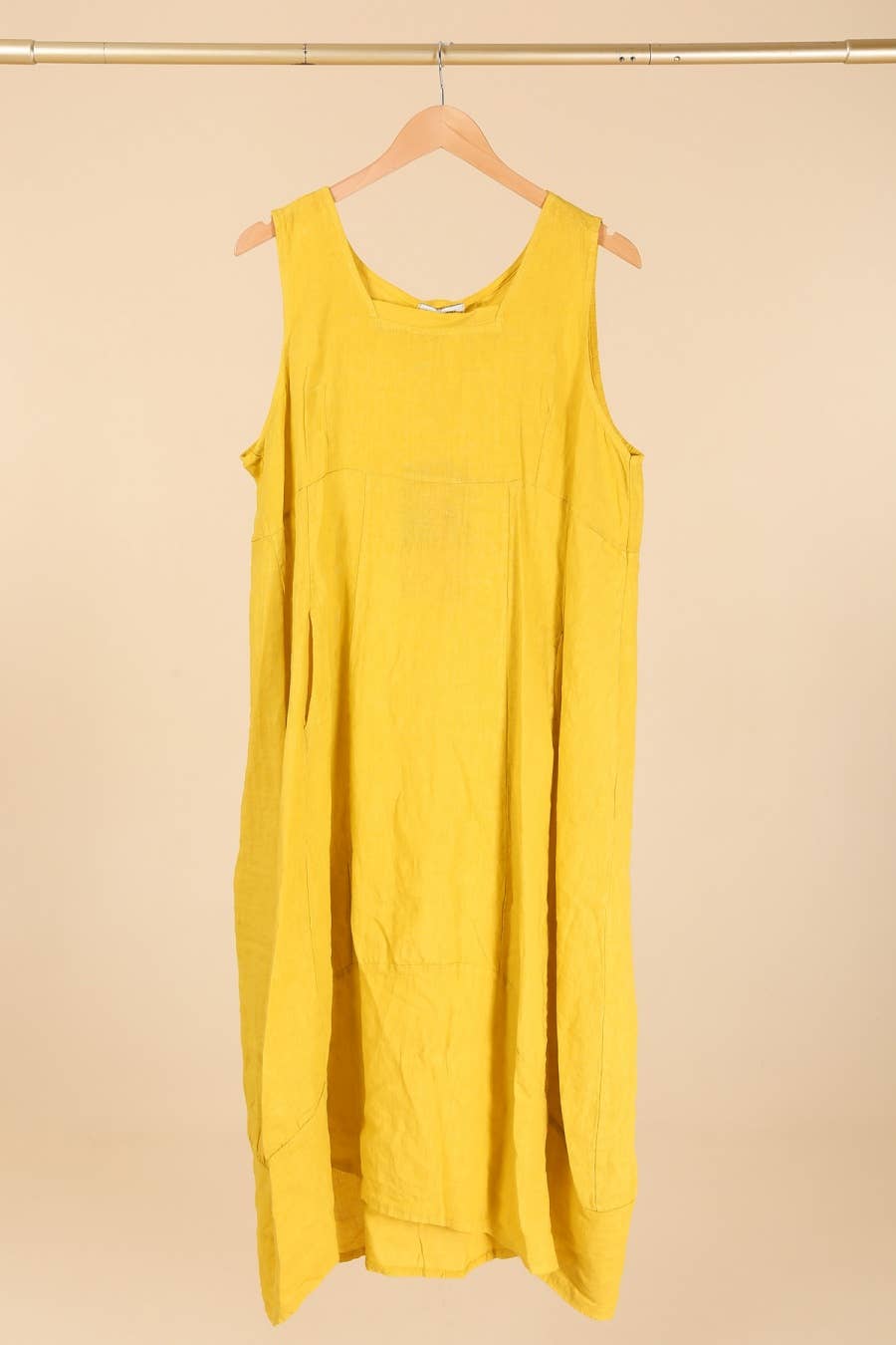 322 Solid women's linen dress with pocket