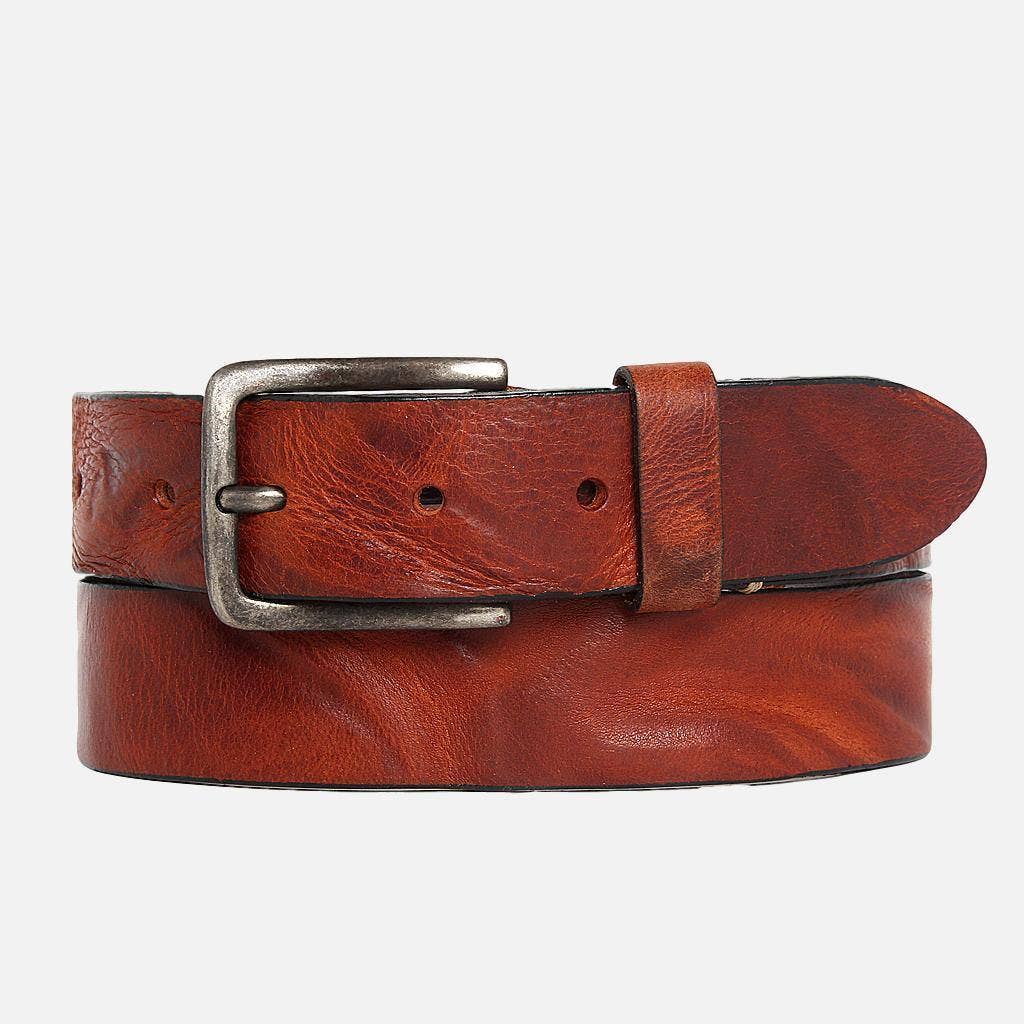 Dani | Silver Buckle Classic Casual Rugged Leather Belt
