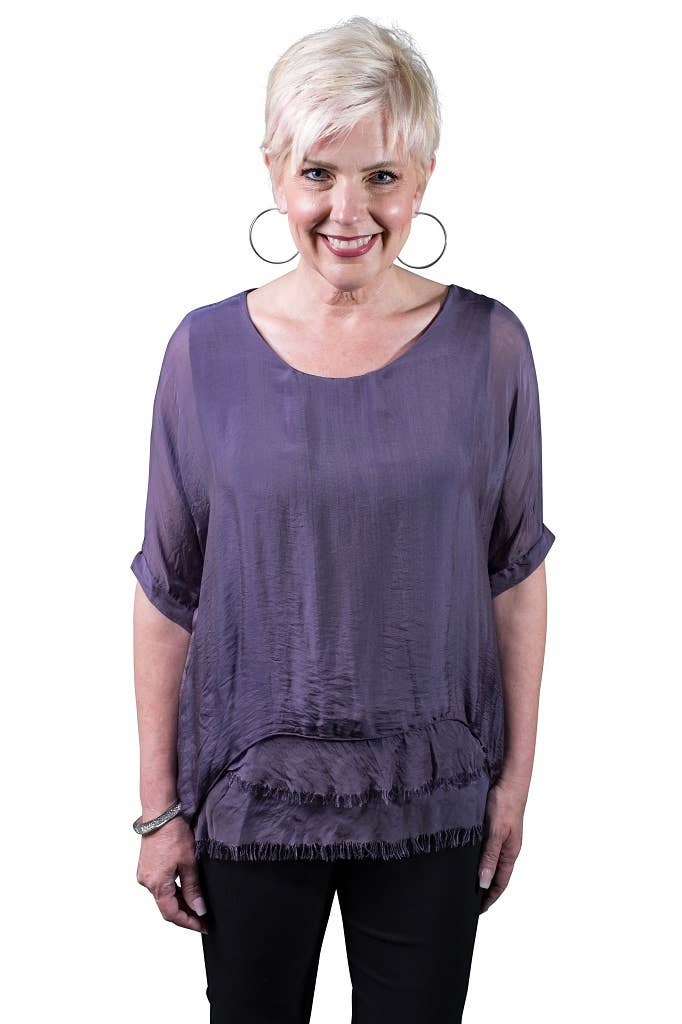 Adriana Silk Double Raw Edge Top (BQ209)