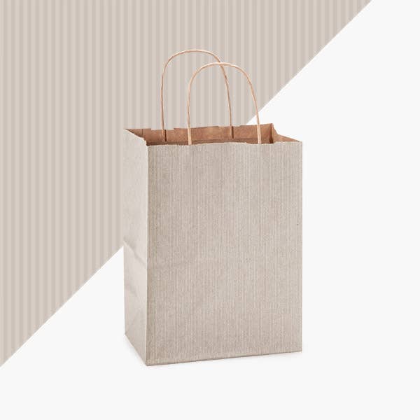 Recycled Shadow Stripe Kraft Paper Retail Shopping Bags