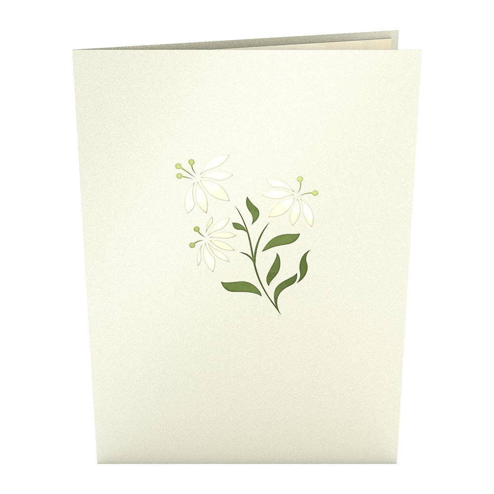 White Flower Basket Card, Pop-Up Cards 5x7", Handmade