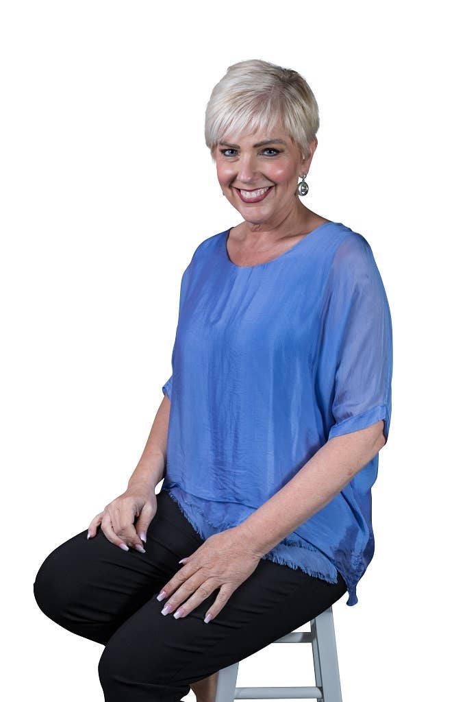 Adriana Silk Double Raw Edge Top (BQ209)