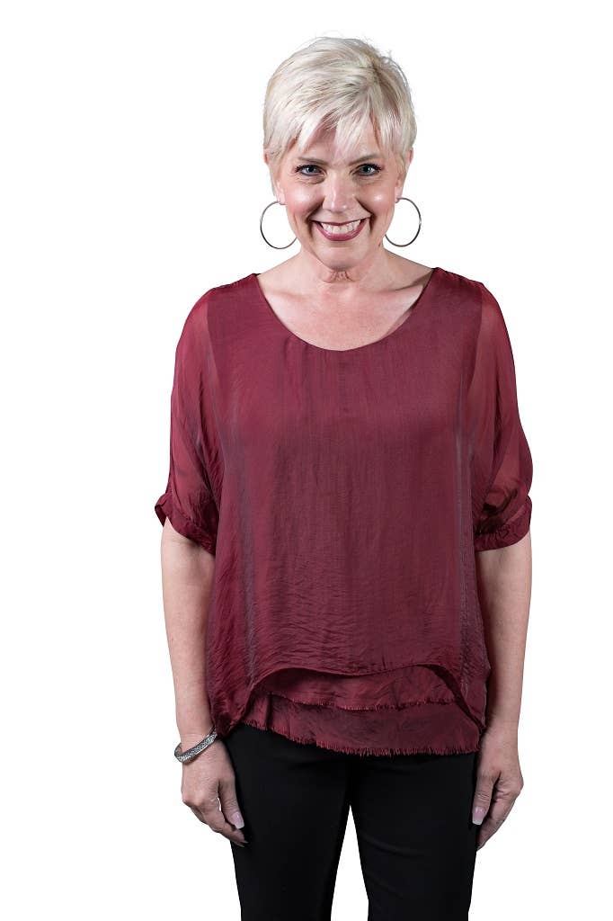 Adriana Silk Double Raw Edge Top (BQ209)