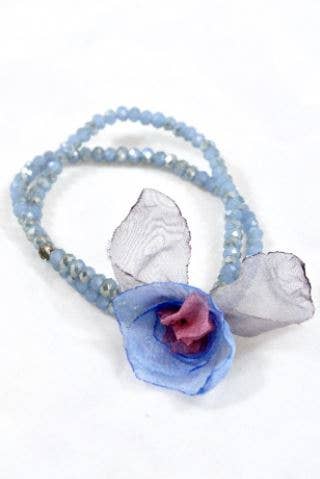 Blue Double Crystal Flower Bracelet -The Classics Collection-  B1-1023