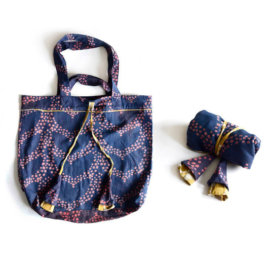 Hand-Dyed Indigo Cotton Grocery Tote Bag | MOBY