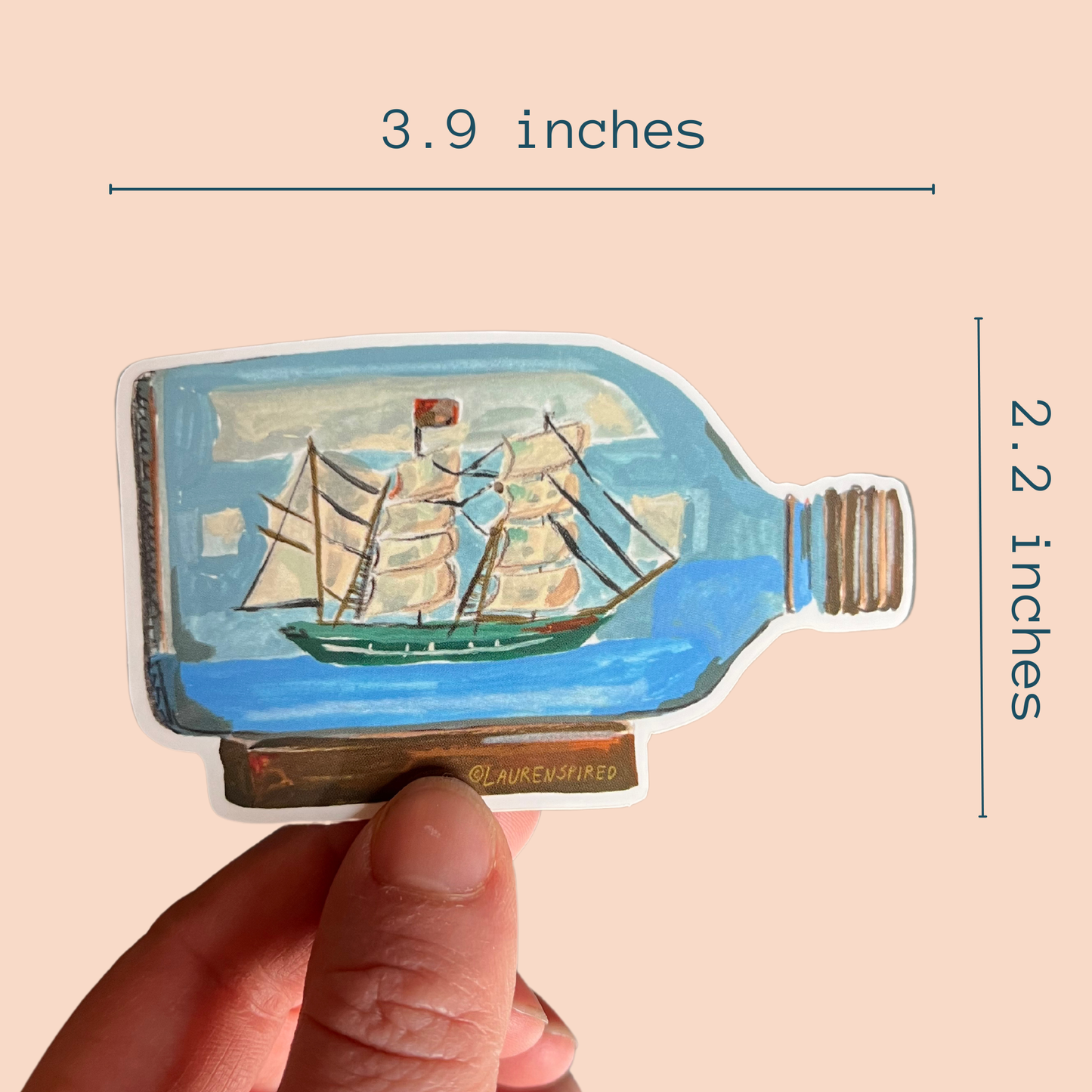Large Ship in a Bottle Vinyl Sticker, Boat Sticker, Nautical