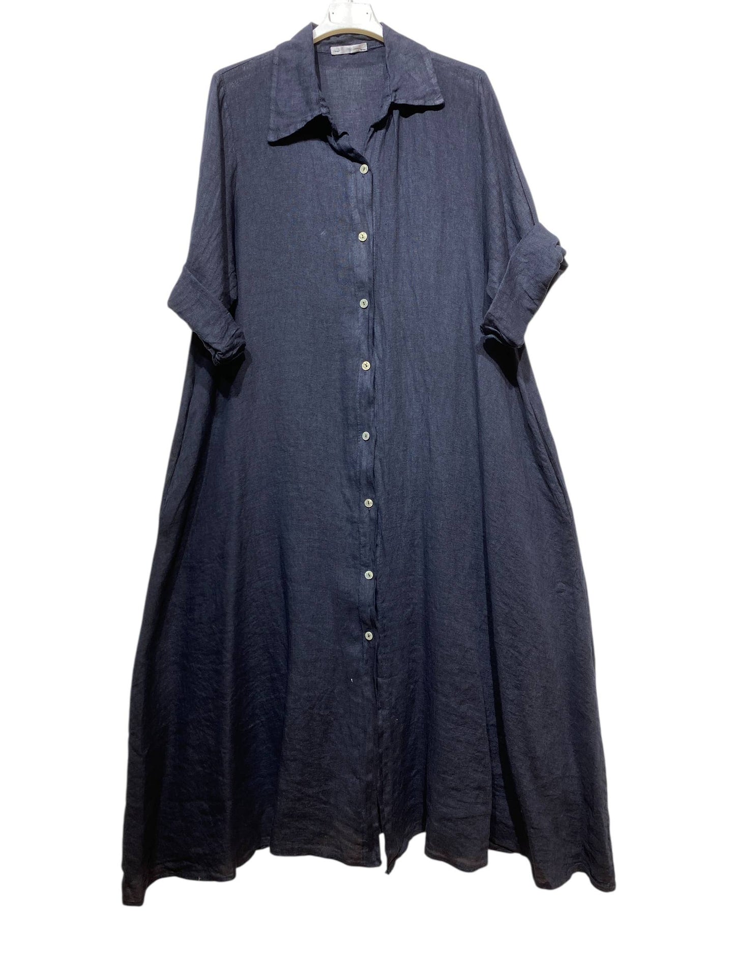 LONG LINEN DRESS WITH POCKETS
