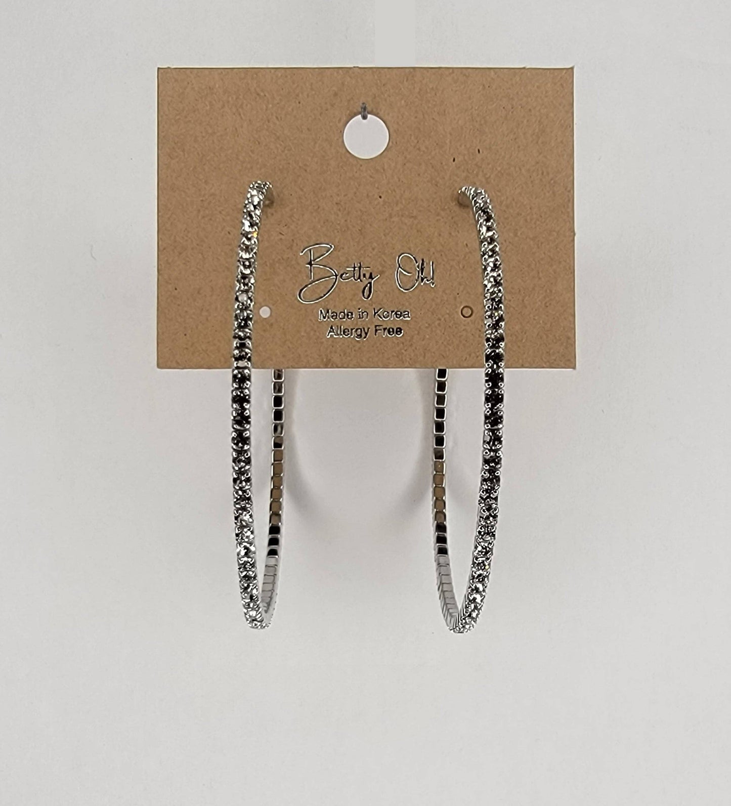 2 1/4" Diameter Large Size Rhinestone Hoop Earring