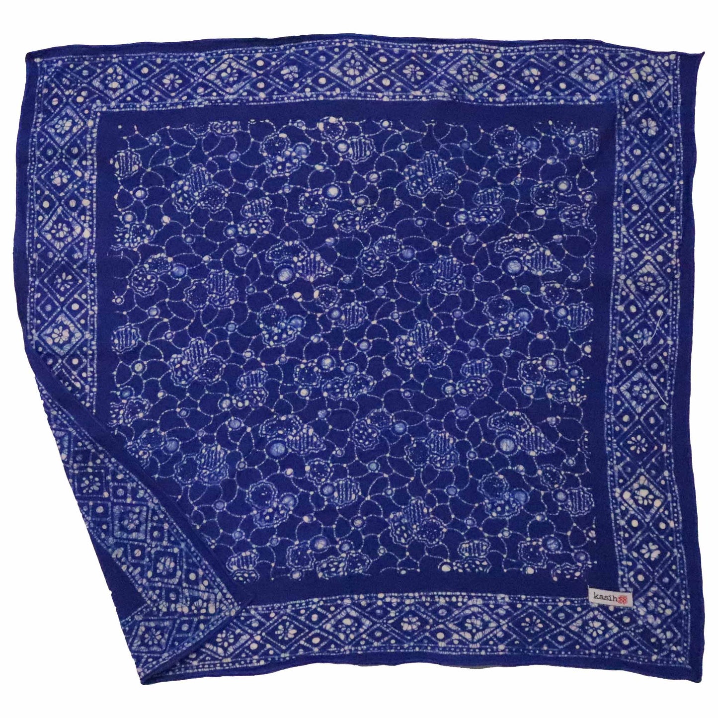 Hand Dyed Batik Bandana, 100% Soft Cotton, Boulder, Blue, Hair Scarf