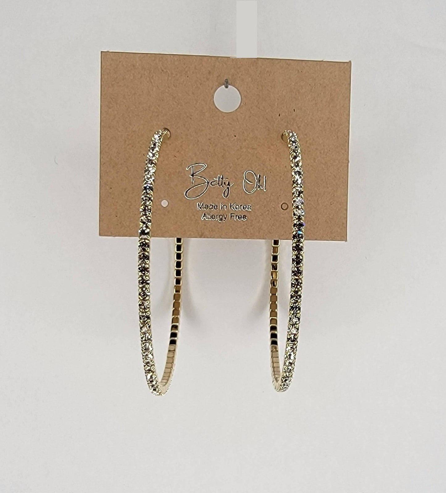 2 1/4" Diameter Large Size Rhinestone Hoop Earring