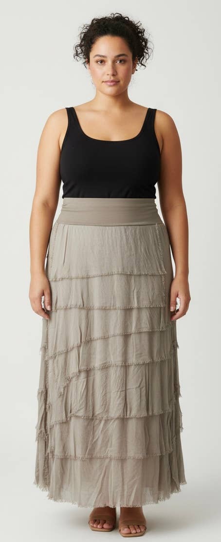 Silk Ruffle Skirt 
No Tariffs Will Be Added
