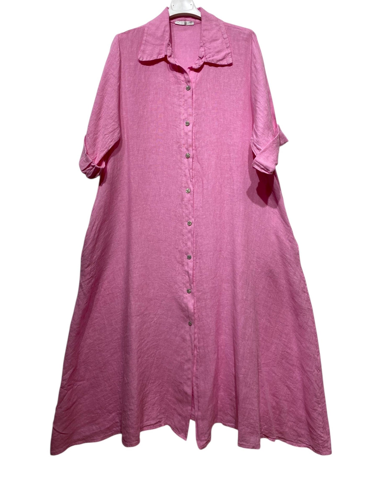 LONG LINEN DRESS WITH POCKETS