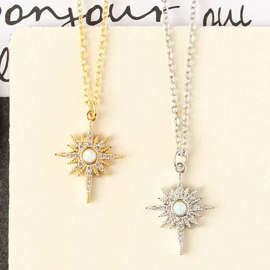 Opal North Star Charm Necklace